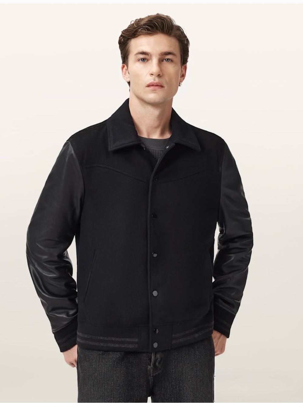 All saints endleton leather bomber jacket